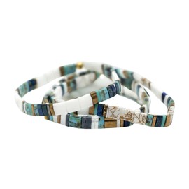 Mack and Rex Tila Bracelets - (Tidal Wave) Durable and Waterproof Stretchy Tile Beaded Bracelets, Lightweight and Comfortable, Ideal for Layering - Bracelets for Women - Ideal Gifts