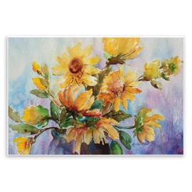 Stupell Industries Watercolor Daisies Vase Wall Plaque Art Design by Karen Lind