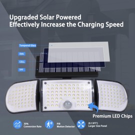 siarenomo Solar Lights Outdoor,270°Wide Angle for Outside with 3 Modes,3 Head Motion Sensor Lights with 160 Led,IP65 Waterproof for Graden, Outside, Backyard (2)