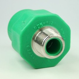 Aqua-Plus PPR Pipe Coupling AG d = 25 mm x DN 15 (1/2 Inch) Green