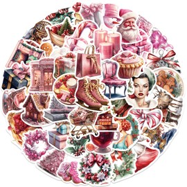 BDSHUNBF 100 Pack Christmas Stickers, Waterproof Stickers, Scrapbook Stickers, Vintage Stickers, Aesthetic Stickers, Christmas Decoration Stickers for Christmas, Christmas Party
