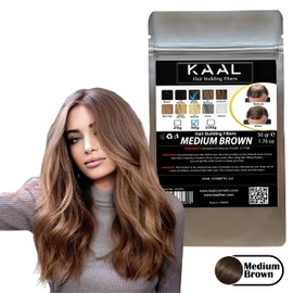KAAL Hair Fiber Refill Pack | (1.76 oz, Medium Brown) Hair Building Fibers for Hair Loss Concealment, Texturizing Powder for Thinning Hair Areas in Men and Women
