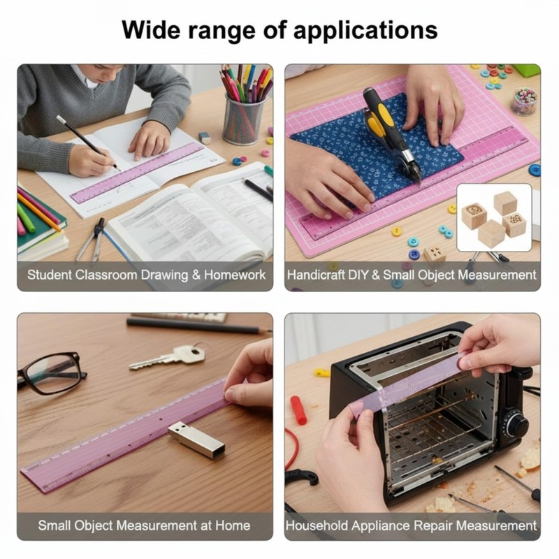 EBOOT 2 Pack Plastic Ruler Straight Ruler Plastic Measuring Tool