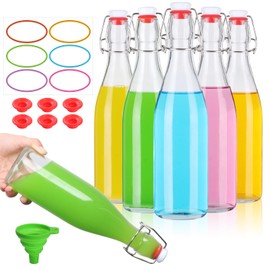 Alotpower Swing Top Glass Bottles 16 oz 6Pack, Flip Top Glass Bottle with Airtight Lids for Vanilla Extract Bottles/Home Brewing/Beverages/Oil (16 fl. oz, Set of 6)