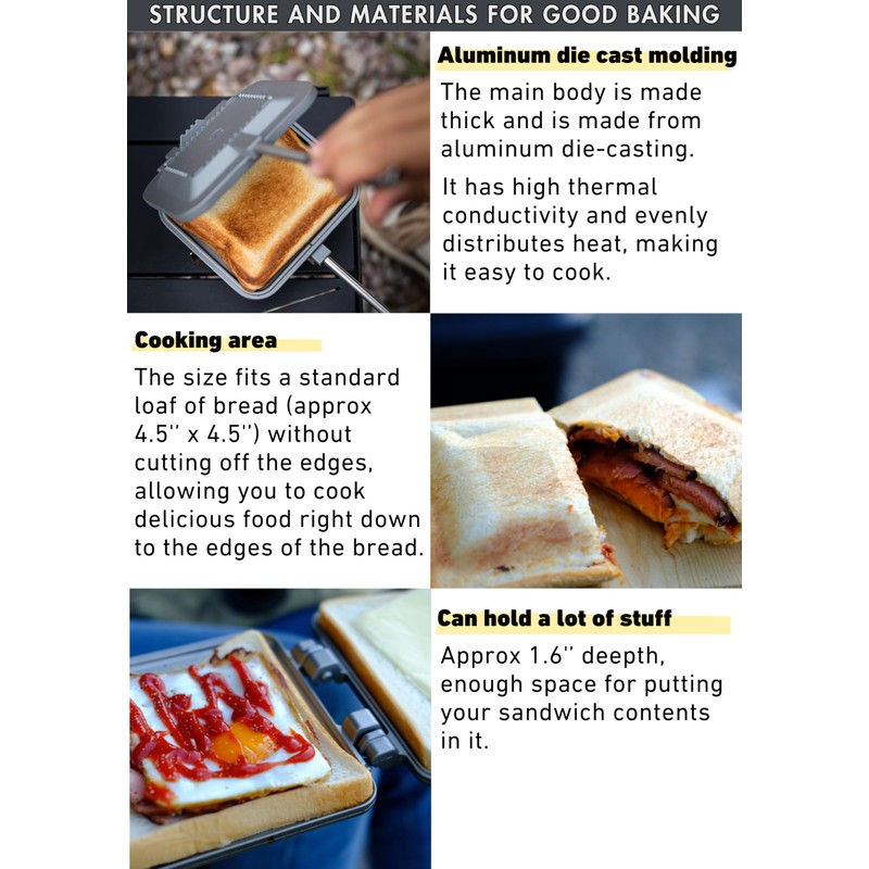 CAMPINGMOON Hot Sandwich Maker Sand Single Burner Open Gas Fire