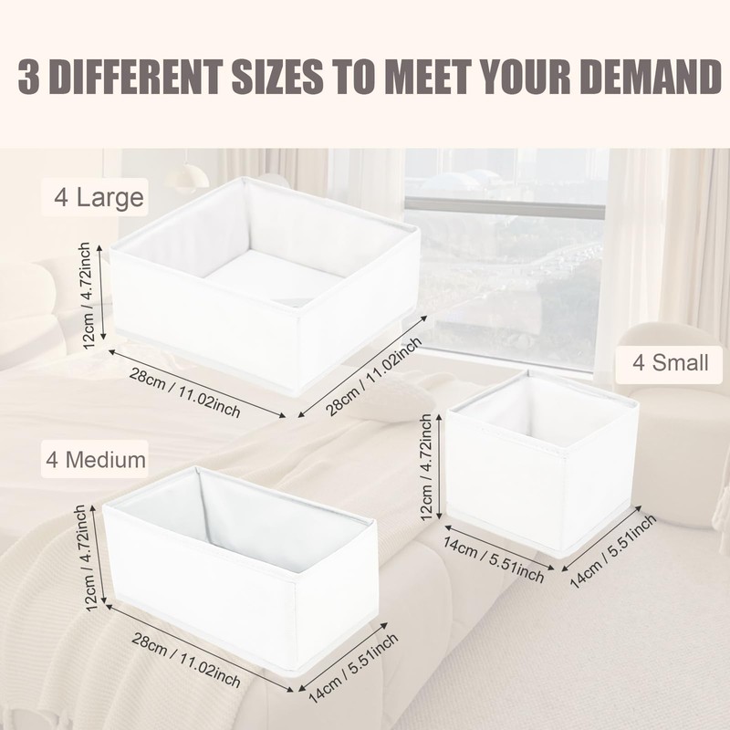 Mooisco 12 Packs Foldable Drawer Organizer Clothes, Closet Storage for