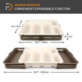 Furndiy Expandable Drawer Organizer Utensil Tray for Kitchen | Flatware and Cutlery Holder, Compact Storage for Spoons Forks Knives | Cutlery Utensil Set for | Based in USA