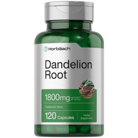 Horbäach Dandelion Root Supplement 1800mg | 120 Capsules | Non-GMO, Gluten Free