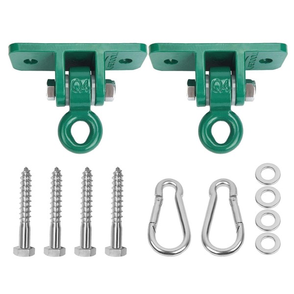 BETOOLL 2400 lb Capacity Heavy Duty Swing Hangers for Wooden Sets Playground Porch Indoor Outdoor & Hanging Snap Hooks Green (2pcs)