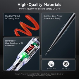 Anyongora Automotive Test Light with 5-90V LED Digital Display,Auto Circuit Tester with Voltmeter & Dual Color Polarity Indicate, Electric Test Pen W/Stainless Probe for Car/Truck/SUV Checker