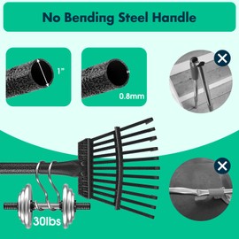 Rake,60 Inch Heavy Duty Small Garden Rake 11 Metal Tines -8.5 inch Wide, Adjustable Steel Handle,Garden Leaf Rake for Collecting Debris Among Flower Beds, Delicate Plants, Lawns ,Yards