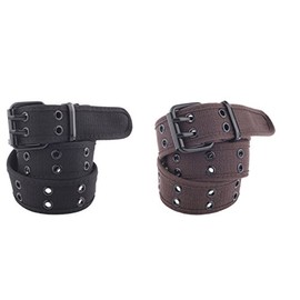 JOTW 2 Pack of Unisex Two-Hole Canvas Belt (WB-211)(4XL, Black and Brown)