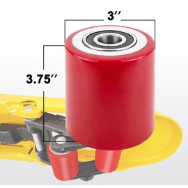 Pallet Jack/Truck Full Set with Axles, Pairs of 7" x 2" Steer Wheels & 3" x 3.75" Load Wheels with Bearings ID 20mm Poly Tread Black, Entry Exit Roller and Protective Caps, Tool Kit Included
