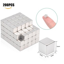 MIN CI Pack of 200 Neodymium Magnets Extra Strong Magnets Strong Mini Magnets Small 5 x 5 x 5 mm Magnets for Magnetic Board Fridge Board Magnets Photos Whiteboard Magnets