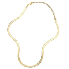 Gerojery 925 Sterling Silver Italian Solid 5mm Flat Herringbone Chain Necklace for Women, 16", 18inch, Gold Plated, No Gemstone