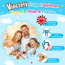 Vipctery Transformable Fidget Spinners 4Pcs Fidget Toys for Kids Teens Adults Easter Basket Stuffers Toddlers Sensory Toys with Autism ADHD Gifts for Boys Girls Party Favors Travel Activities