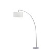 78" Arc Floor Lamp with White Drum Shade, Silver Finish,