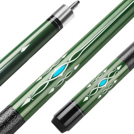 Winucue Billiard Cues Stick, 58" Pool Cues Canadian Maple Wood Leather Pattern Grip 18 19 20 21 oz Pool Cue Stick for Bar House Pool Table Sports (Green 19oz)