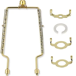 8 9 10 11 12 inch Lamp Shade Harp Holder, ALUCSET Adjustable Lamp Harp Kit, Fit Both Standard Lamp Rod and E14 E26 E27 Light Base UNO Fitter Adapter Converter Finial Set, Lampshade Bracket