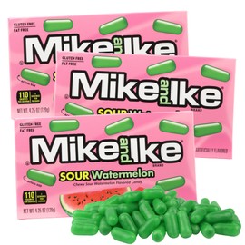 Mike and Ike Sour Watermelon Theater Boxes, Chewy Fruit Candies, Movie Night Treats, 4.25 Ounces (Pack of 3)