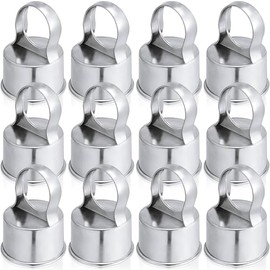 Therwen 12 Pack Chain Link Fence Ring Cap for 2-3/8" Od Post, 2 1/2" Aluminum Eye Top Rail Cap with 1-5/8" Loop, Outdoor Rail Fencing Repair Hardware