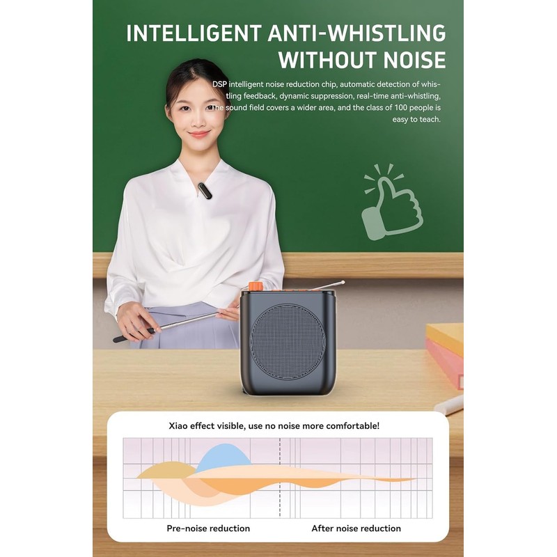 Wireless Voice Amplifier with Wireless Lavalier Microphone,Portable Speaker Megaphone with