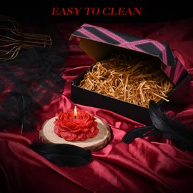 SUPXYC 4PCS Low Temperature Candle, Low Heat Body Safe Candles Wax Play for Adult, Romantic Wax Play Candles, Flower Shaped Scented Candles for Couples Date Night, Lovers Wedding(3.1 Inch, Red)