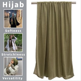 Harewom Large Hijab Scarf for Muslim Women Soft Head Wraps for Black Woman Turban Headwraps Scarves Army Green
