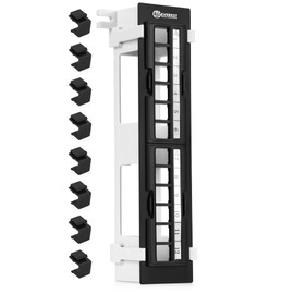 Everest Media 12-Port Keystone Patch Panel (2-Pack) - Removable 6-Port Inserts - with 89D Wall Mount Bracket & Removable Inserts - Vertical/Horizontal Installation - Keystone Patch Panel 12 Port
