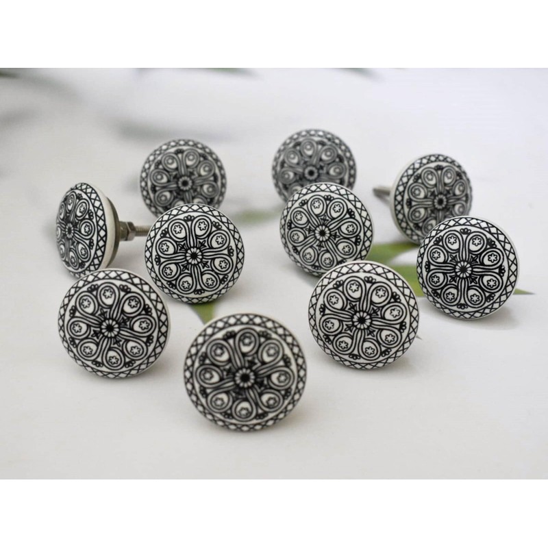 ARTISNO Hand Painted Mandala Ceramic Cabinet Drawer Pull/Use for Cupboard,