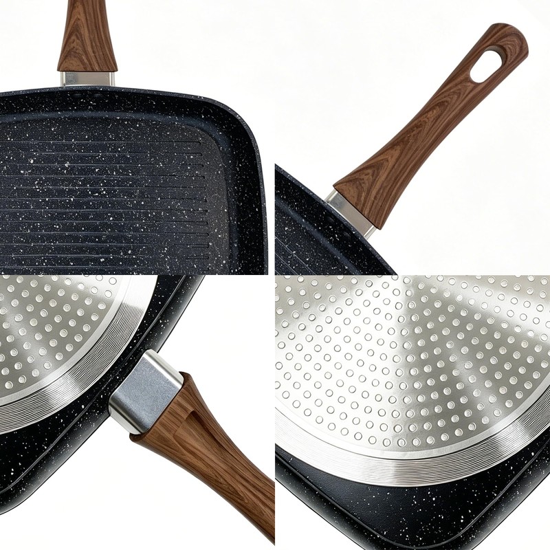 YYJINGYOU 11 inch Nonstick Grill Pan for Steak, Granite Coating