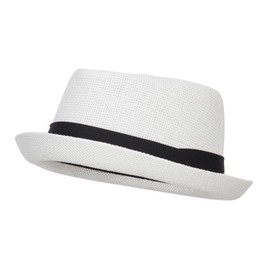 Big Size Solid Upbrim Pork Pie Fedora - White 2XL-3XL