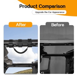 Hoolcar 4 x Roll Bar Grab Handles Paracord Grip Handles Compatible with 1955-2023 Jeep Wrangler YJ TJ JK JKU JL JLU & Gladiator JT, Black, Interior Accessories