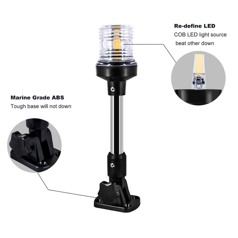 Sebnux White LED Fold Down Boat Stern Light Boat Anchor
