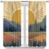 Llylumty Mid Century Abstract Mountain Curtains,Boho Minimalist Sunrise Sunset Sun