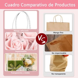 100PCS Bolsas de Regalo de PVC Transparente con Asas, Bolsas de Regalo de Plástico Transparente Reutilizable con Botón, Bolsas de Dulces para Fiesta, Compras, Cumpleaños, Boda, Favores (Large100)