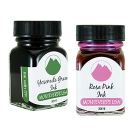 Monteverde 60ml Core Fountain Pen Ink Bottle (30ml Yosemite Green Ink Bottle G309YG, 30ml Rose Pink Ink Bottle G309RP)