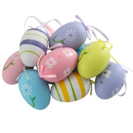 TRIXES 12PCS Easter Plastic Hanging Eggs – Decorations for the Home – Decorate an Easter Tree, Basket, Decorative Wooden Bowl, Easter Egg Hunt and More – Small Craft Ornaments for the Table and Mantel