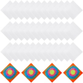 Fivebop 40 Pcs White Bandanas for Tie Dye DIY Blank Cotton Bandanas Plain Handkerchiefs Headband Head Wrap 22" x 22" (40-White)