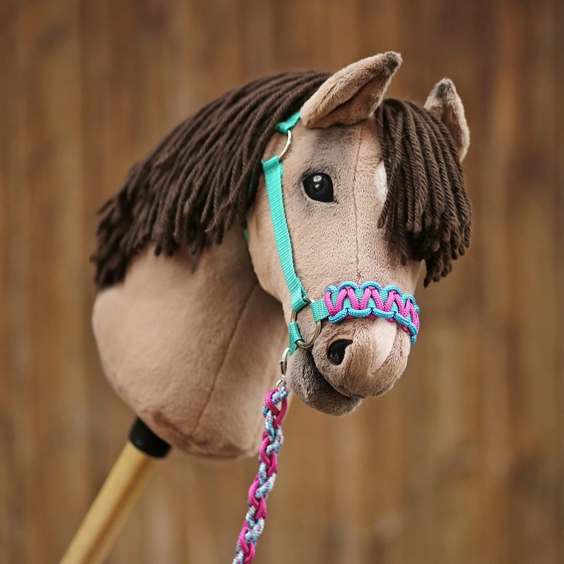 Hobby Horse Headcollar Material Set Aqua / Pink (Instructions Sold