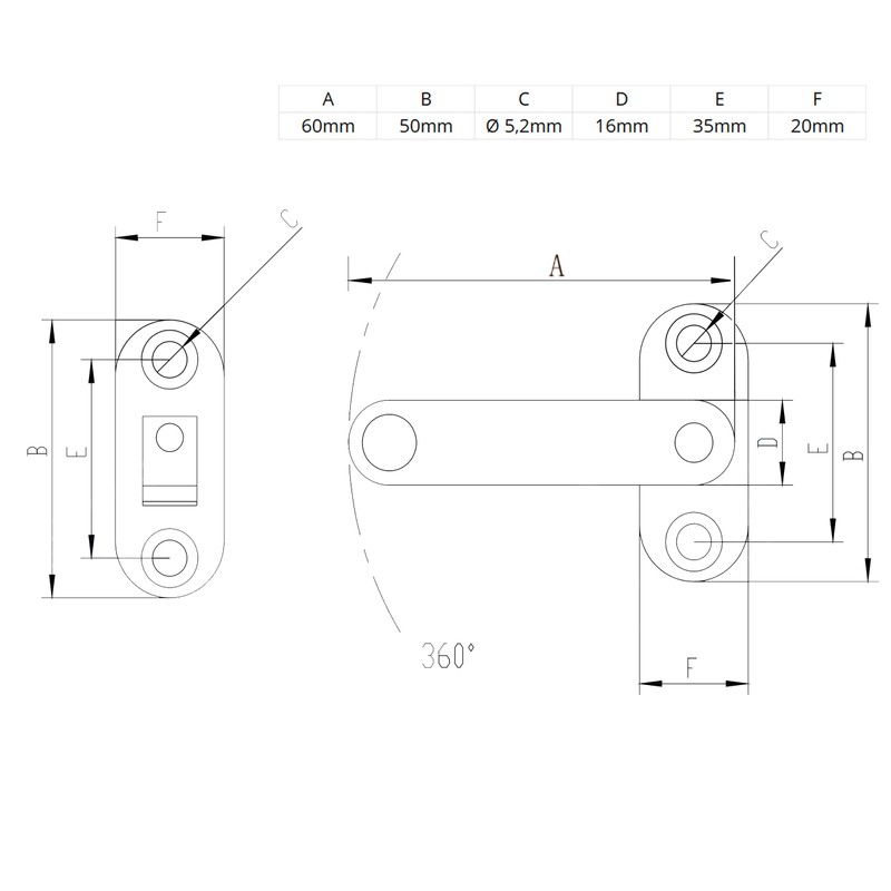 Door Bolt Swivel Lock Stainless Steel Groove 8 for 30