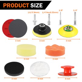 133 PCS Sanding Disc Drill Polishing Kit Sanding Attachment, 3 Inch Wet Dry Headlight Restoration Kit, Hook and Loop Sandpaper Buffing Pads with Rotary Tools