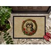 Caroline's Treasures DAC2431JMAT Shih Tzu Christmas Flowers Doormat Front Door