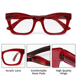 CCVOO Stylish Reading Glasses - Mothers Day Gift for Mom - Lightweight Blue Light Blockers, UV400, Spring Hinge