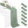 6 Pack Sage Green Cheesecloth Table Runner, 10Ft Boho Gauze