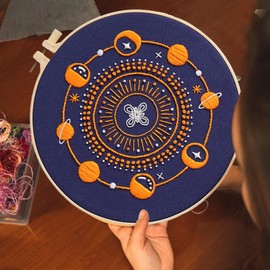 Embroidery Kit for Beginners - Easy Tarot Stitches Kit,Hand Sewing Craft Needlepoint Punch Needle Supplies for Art & Girls