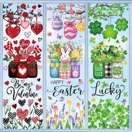 FYSUIMU 8 Sheets Holiday Window Clings Valentine's Day Easter St. Patrick's Day Reusable Window Decals for Spring Wedding Birthday Home School Office Supplies