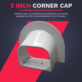 DuctlessAire Mini Split Line Set Cover - Lineset Covers for Mini Split Condenser, Central Air Systems, HVAC, Heat Pumps and More - AC Unit Cord Protector - Air Conditioner Accessories (3" Corner Cap)