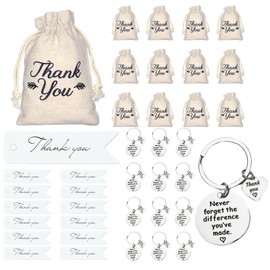 Jninexiu 36Pcs Employee Appreciation Gifts Bulk for Coworker 2025 Thank You Coworker Keychain Gifts with Drawstring Bags and Cards