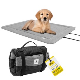 Wanderpfote Dog Blanket for Travel, 75 x 50 cm, Washable, Orthopaedic, Waterproof, High-Quality Design, Outdoor Dog Mat, Car (Grey, Size M)